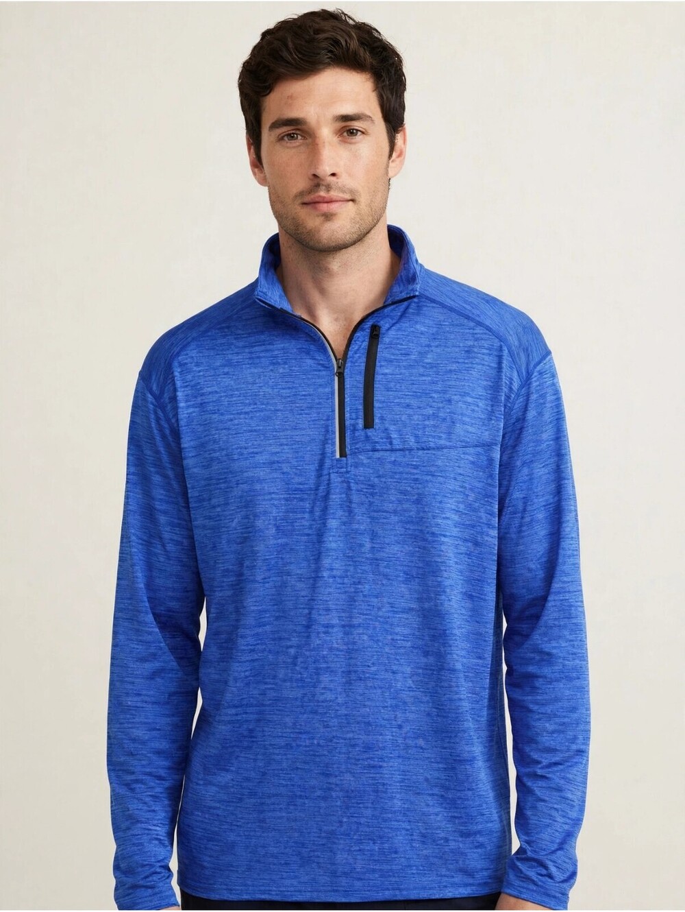 Liberty Pro Men's Blue Heather Quarter Zip Pullover XXL Athletic Chest Pocket